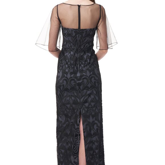 JS Collections Claudia Column Gown Black Gunmetal Size 10 - Picture 2 of 11